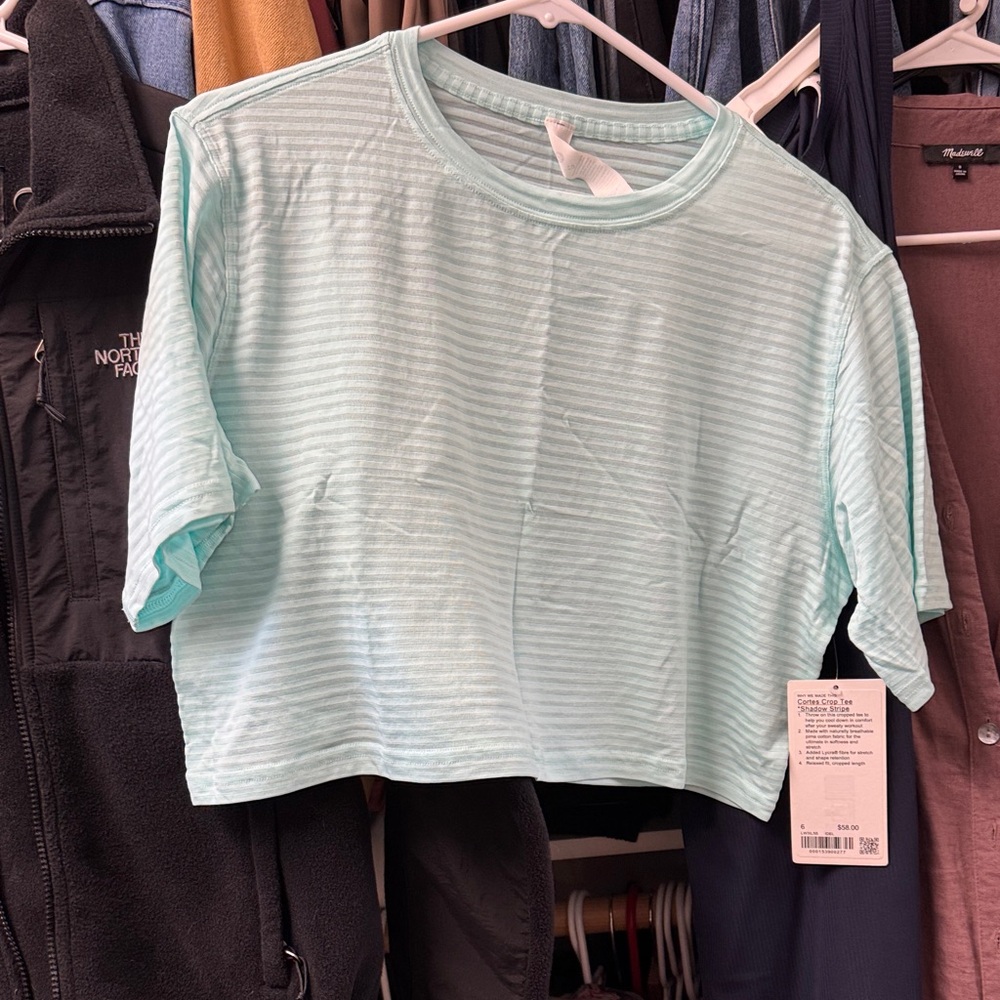 Cortes Crop Tee- Shadow Stripe- Mint